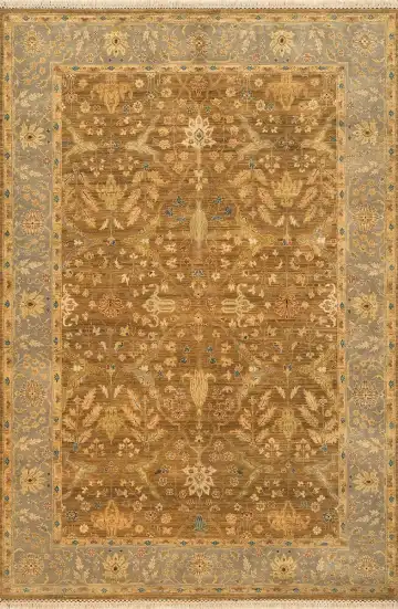 Ковёр Jaipur 1020 — коричневый и зелёный, растительный рисунок