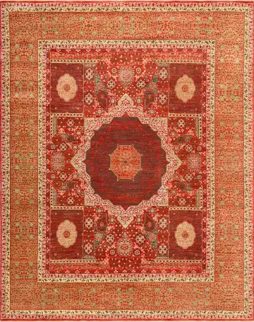 Ковёр Mamluk 1021 — красный и кремовый, с медальоном