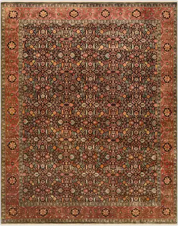 Ковёр Shiraz 1022 — оранжевый и чёрный, восточный орнамент
