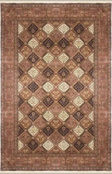 Ковёр Shiraz 1032 — коричневый и кремовый, геометрический рисунок