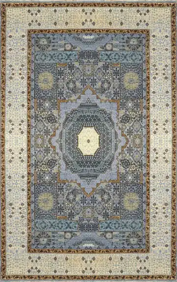 Ковёр Mamluk 1041 — синий и белый, с медальоном
