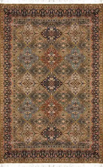 Ковёр Shiraz 1050 — коричневый и красный, растительный рисунок