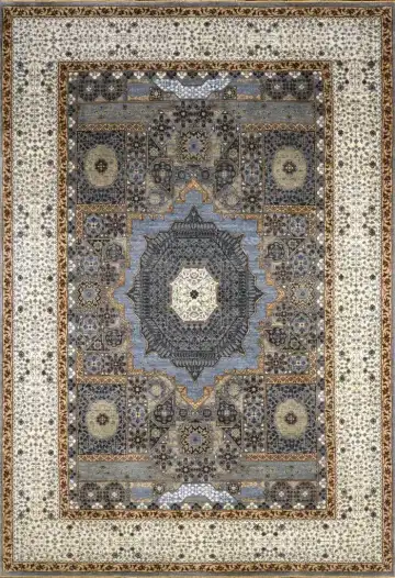Ковёр Mamluk 1058 — синий и белый, с медальоном