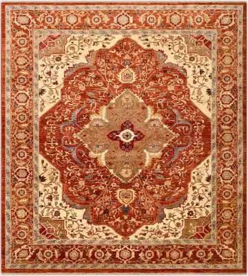 Пакистанский ковёр 1061 — бордовый и кремовый, с медальоном