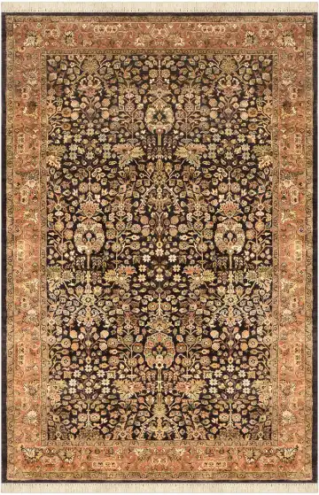 Ковёр Jaipur 1062 — чёрный и кремовый, растительный рисунок