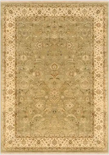 Ковёр Jaipur 1077 — зелёный и кремовый, растительный рисунок