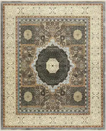 Ковёр Mamluk 1083 — голубой и кремовый, с медальоном