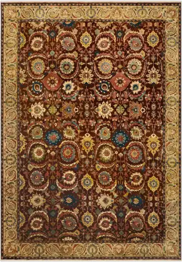 Ковёр Sultanabad 1085 — коричневый и золотистый, с медальоном