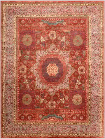 Ковёр Mamluk 1087 — красный и кремовый, с медальоном
