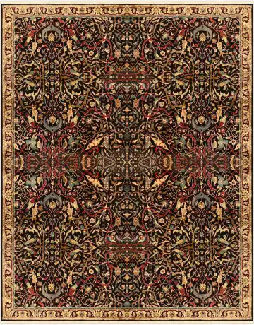 Ковёр Sultanabad 1095 — коричневый и золотистый, с медальоном