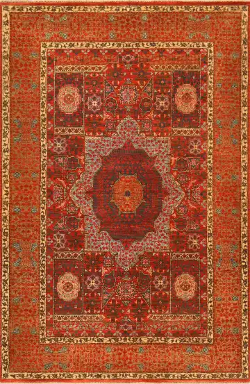 Ковёр Mamluk 1102 — красный и кремовый, с медальоном