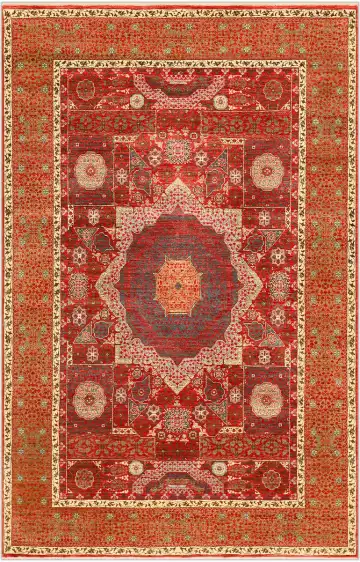 Ковёр Mamluk 1104 — красный и кремовый, с медальоном