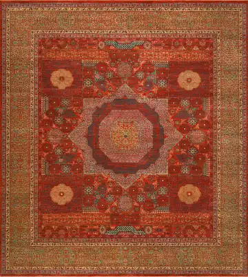 Ковёр Mamluk 1115 — красный и золотистый, с медальоном