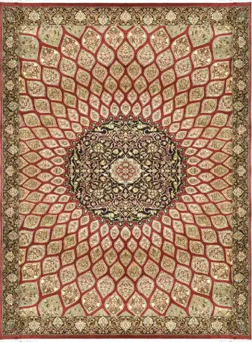 Ковёр Gombad 1121 — красный и кремовый, с медальоном