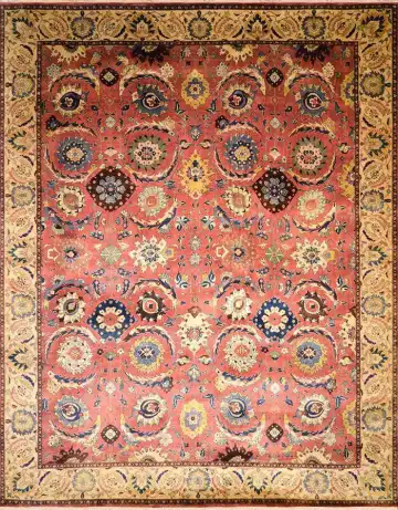 Индийский ковёр 1123 — красный и кремовый, геометрический рисунок