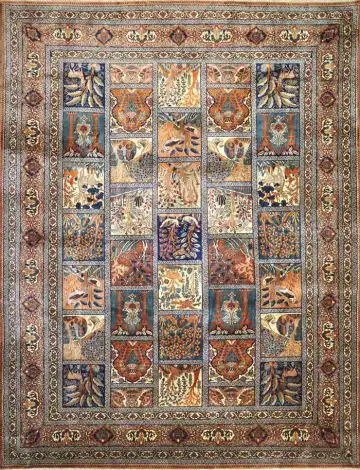Персидский ковёр 1137 — синий и коричневый, пэчворк
