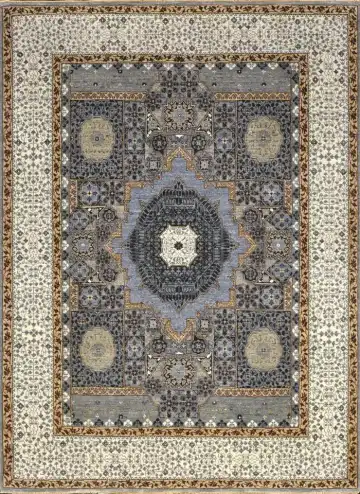 Ковёр Mamluk 1138 — бежевый и синий, с медальоном
