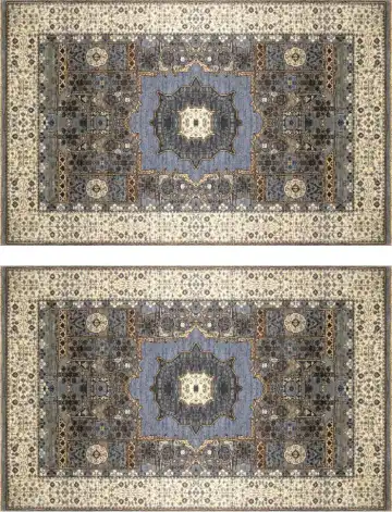 Ковёр Mamluk 1140 — бежевый и синий, с медальоном