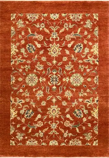 Ковёр Mille Fleur 1161 — красный и золотистый, растительный рисунок
