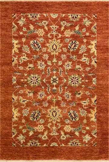 Ковёр Mille Fleur 1176 — красный и золотистый, растительный рисунок
