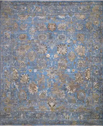 Ковёр Shabby Classic 1185 — голубой и коричневый, винтажный рисунок