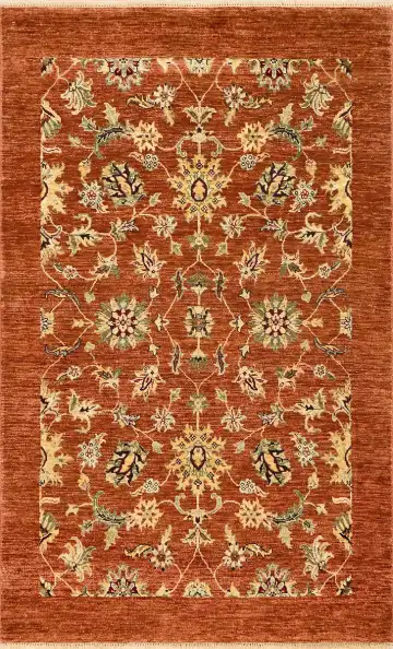 Ковёр Mille Fleur 1191 — красный и золотистый, растительный рисунок
