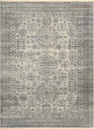 Ковёр Kupon 1199 — серый и кремовый, с медальоном