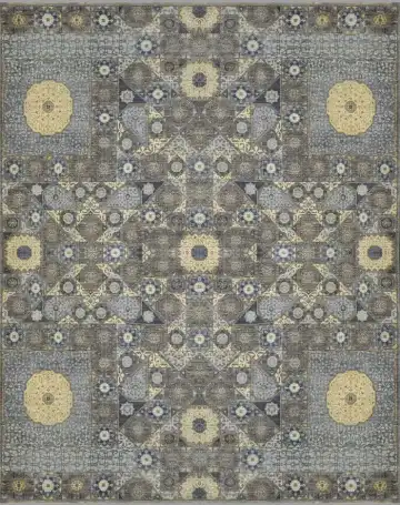 Ковёр Argyle 1210 — серый и золотистый, абстрактный рисунок