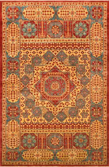 Ковёр Mamluk 1226 — красный и жёлтый, геометрический рисунок