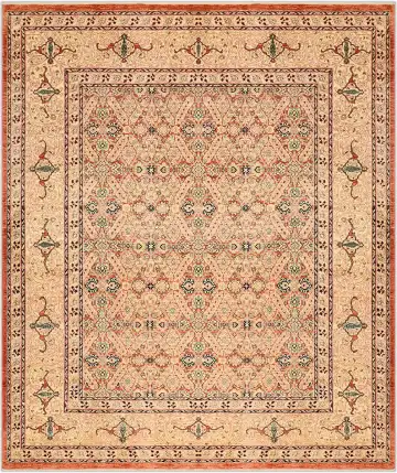 Ковёр Saltani 1243 — красный и бежевый, геометрический рисунок