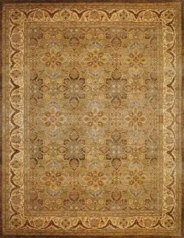 Ковёр Saltani 1244 — коричневый и жёлтый, геометрический рисунок