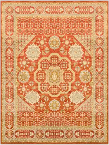 Ковёр Saltani 1249 — красный и кремовый, геометрический рисунок