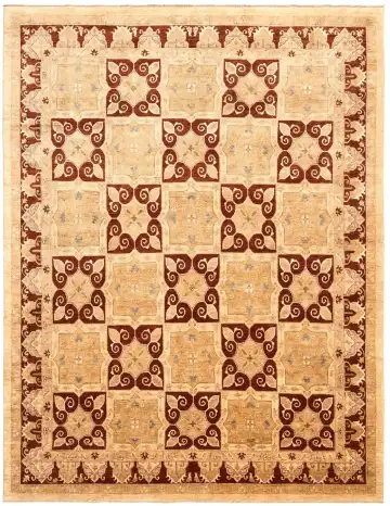 Ковёр Saltani 1250 — бежевый и коричневый, геометрический рисунок