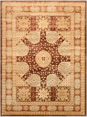 Ковёр Saltani 1256 — кремовый и красный, с медальоном