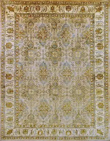 Ковёр Saltani 1261 — золотистый и зелёный, восточный орнамент