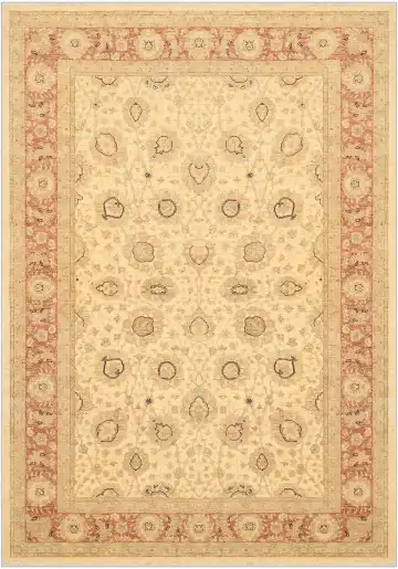 Ковёр Ushak 1307 — кремовый и терракотовый, с медальоном