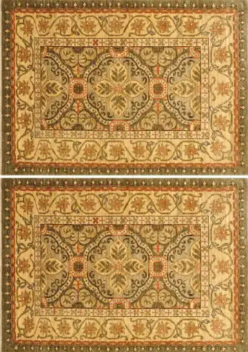 Ковёр Saltani 1396 — золотистый и кремовый, растительный рисунок