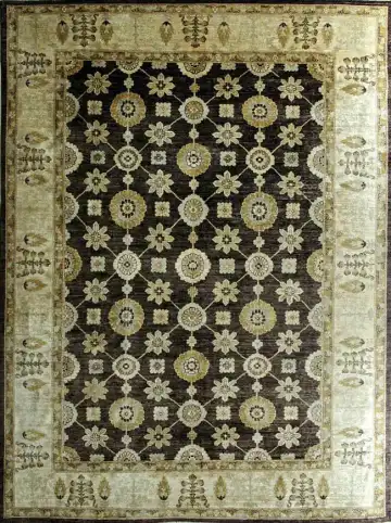 Ковёр Ziegler 1413 — чёрный и кремовый, растительный рисунок