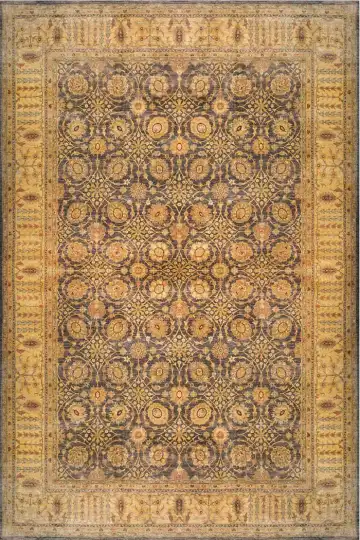 Ковёр Saltani 1426 — коричневый и золотистый, геометрический рисунок