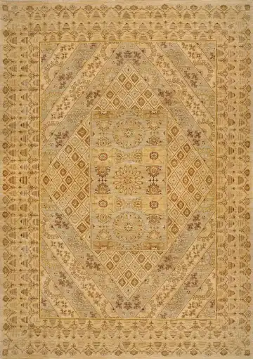 Ковёр Saltani 1429 — зелёный и кремовый, растительный рисунок