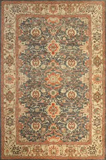 Ковёр Saltani 1431 — серый и кремовый, растительный рисунок