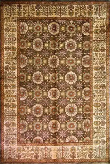 Ковёр Saltani 1433 — коричневый и кремовый, с медальоном