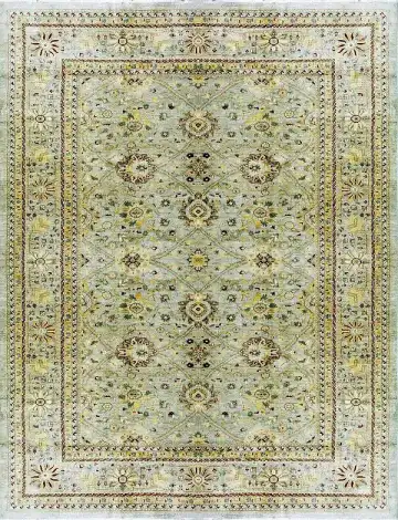 Ковёр Saltani 1434 — кремовый и зелёный, растительный рисунок