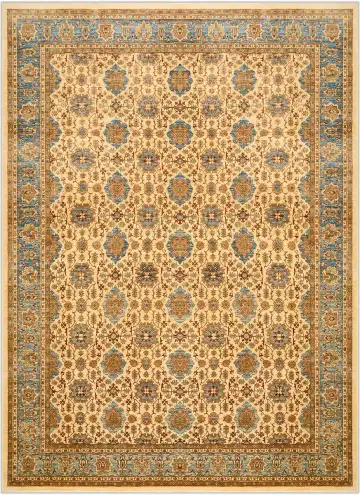 Ковёр Saltani 1438 — голубой и оранжевый, растительный рисунок
