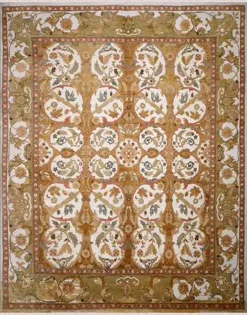 Ковёр Saltani 1446 — коричневый и кремовый, растительный рисунок