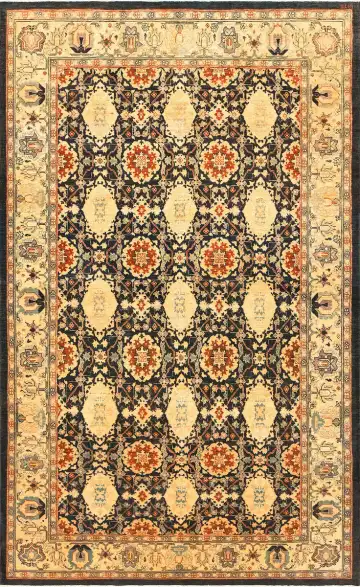 Ковёр Saltani 1461 — чёрный и кремовый, с медальоном