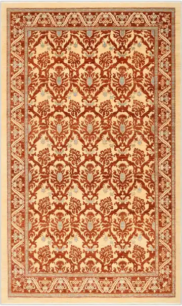 Ковёр Saltani 1462 — кремовый и красный, растительный рисунок