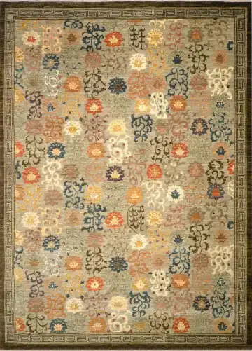 Ковёр Saltani 1463 — бежевый и синий, растительный рисунок