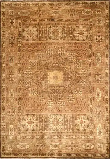 Ковёр Mamluk 1465 — бежевый и коричневый, с медальоном