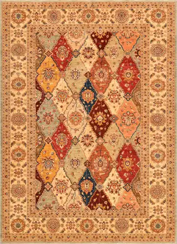 Ковёр Saltani 1467 — кремовый и красный, с медальоном